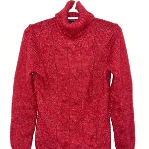New York & Company Turtleneck Sweater Red Small